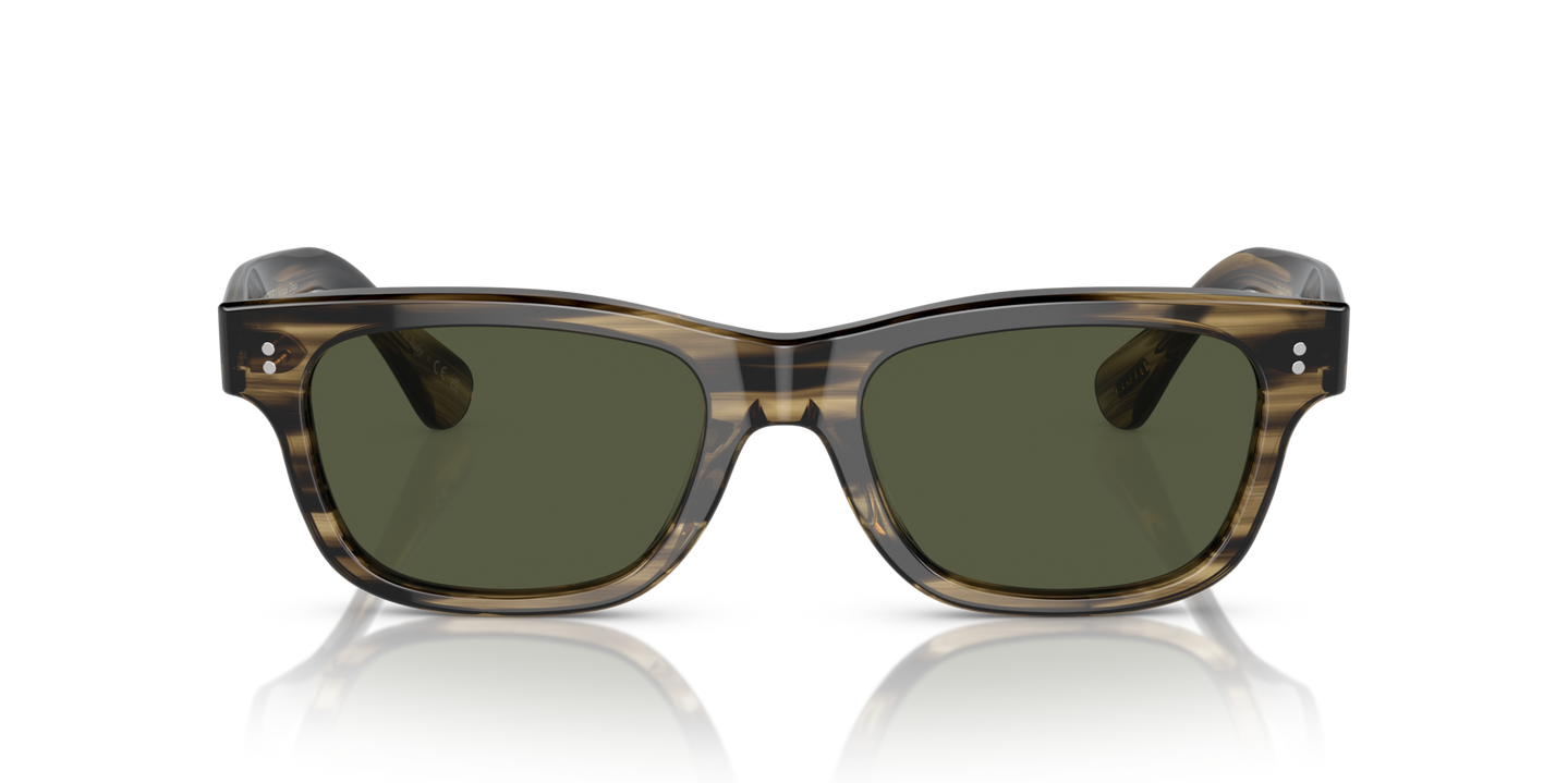Oliver Peoples Rosson Sun with Olive Smoke frame and Green lenses - Image Lenses