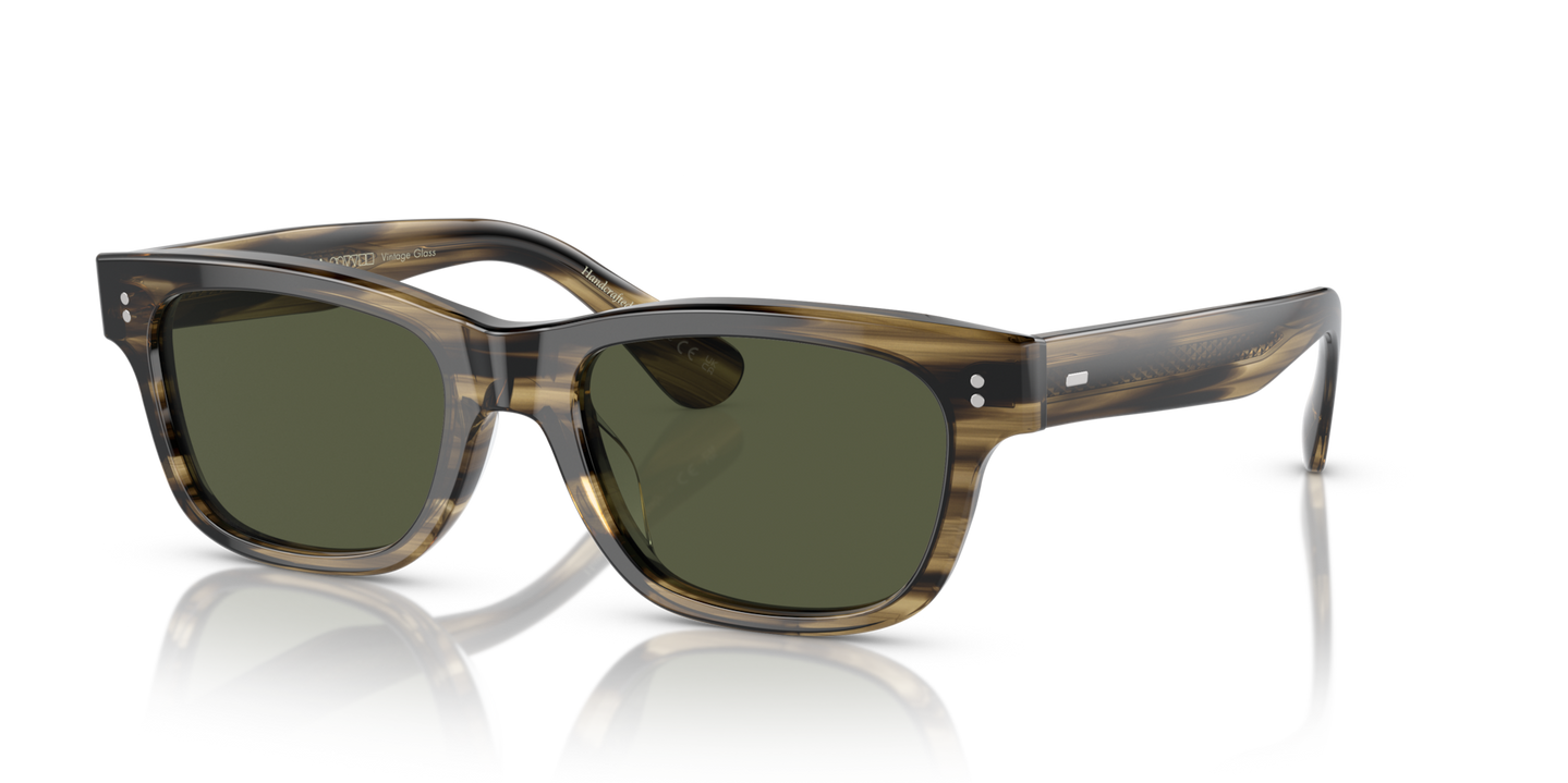 Oliver Peoples Rosson Sun with Olive Smoke frame and Green lenses - Image Pins