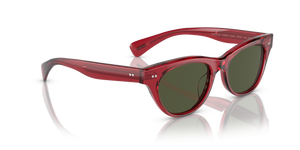 Oliver Peoples Avelin with Translucent Red frame and Green lenses - Image 3