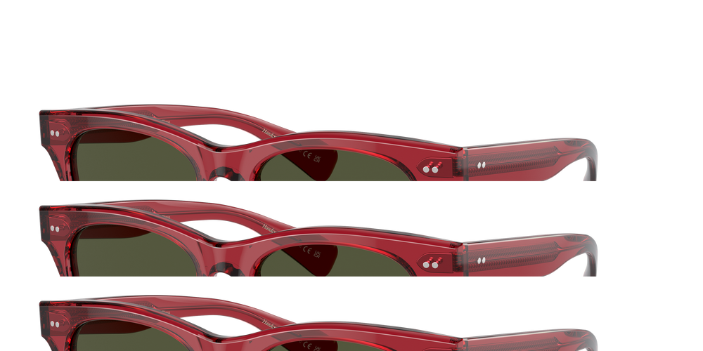 Sie Oliver Peoples Avelin mit Transluzent Rot Gestell und Grün Gläsern - Das Bild 5