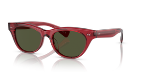 Oliver Peoples Avelin with Translucent Red frame and Green lenses - Image 1