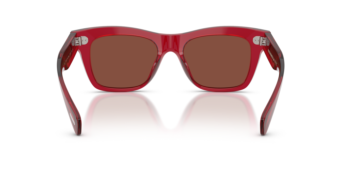 Oliver Peoples Ms. Oliver with Translucent Rust frame and Red lenses - Image Nosepads