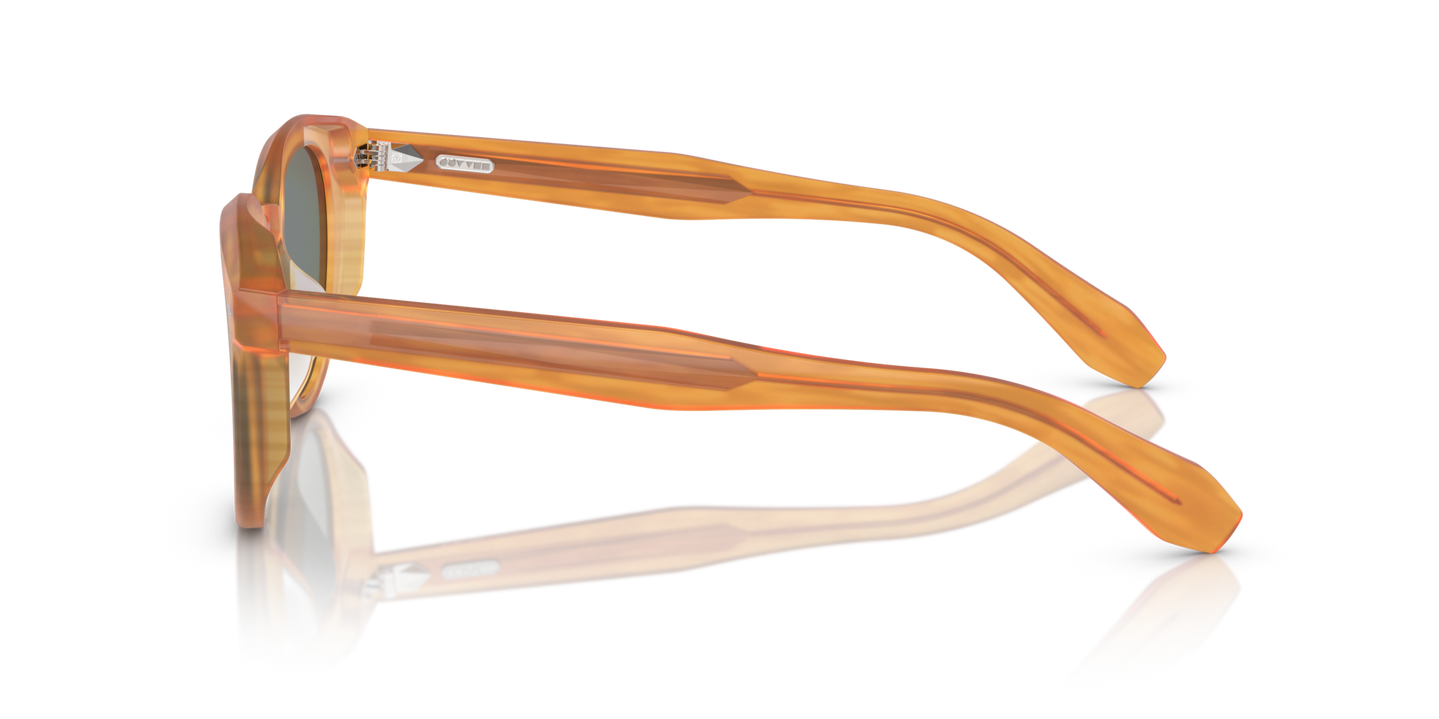 Oliver Peoples N.05 Sun with Semi-Matte Goldwood frame and Blue lenses - Image Corewire