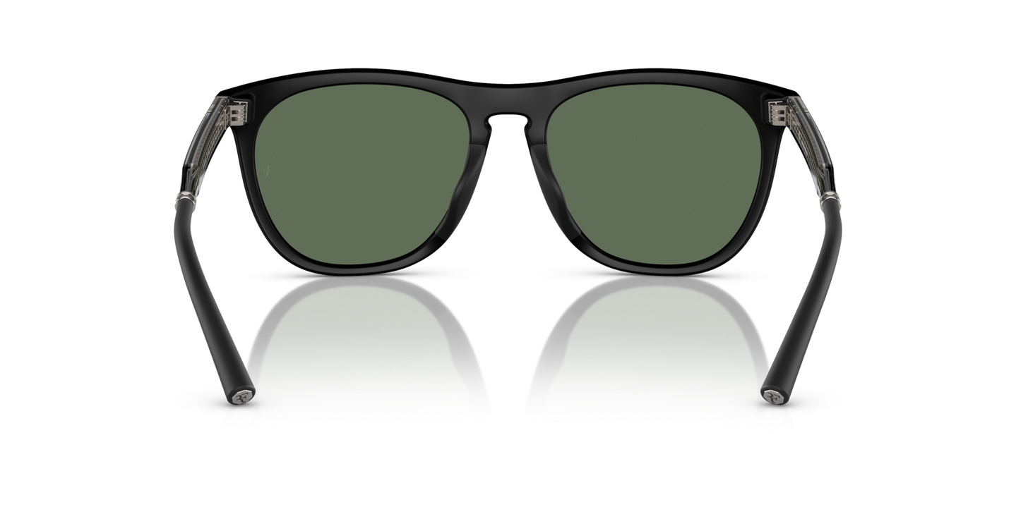Sie Oliver Peoples R-1 mit Semi-Matte Black Gestell und Grün Gläsern - Bild Stegplättchen