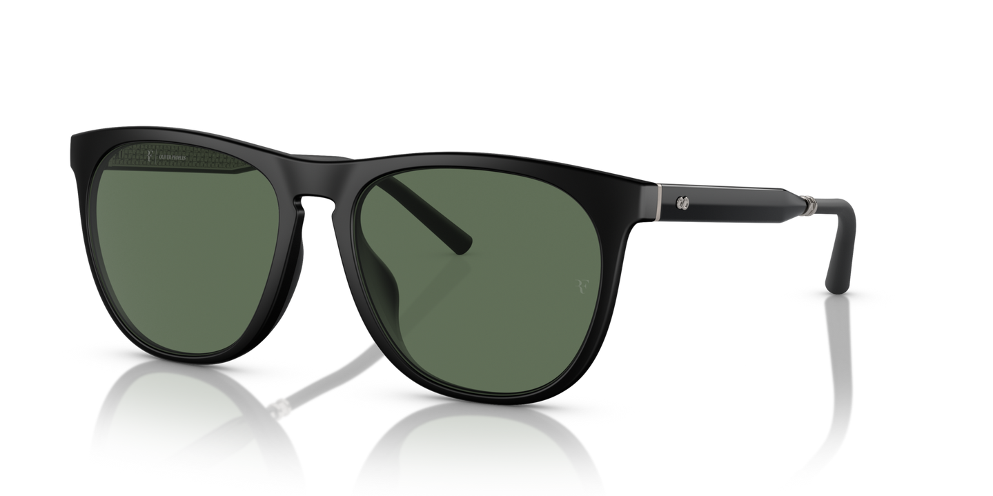 Sie Oliver Peoples R-1 mit Semi-Matte Black Gestell und Grün Gläsern - Bild Originalplakette
