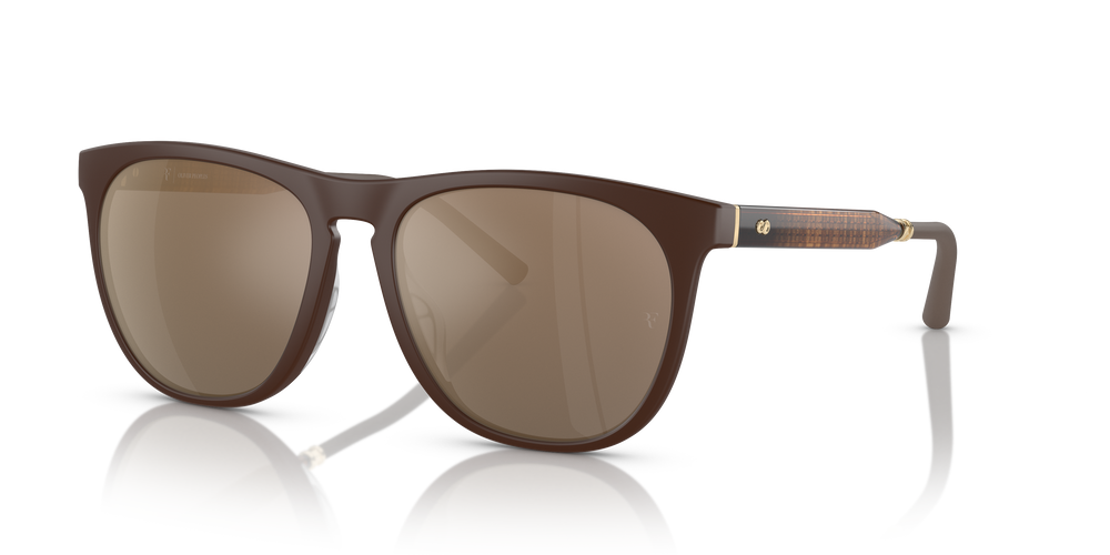 Oliver Peoples R-1 with Umber frame and Desert Flash Mirror lenses