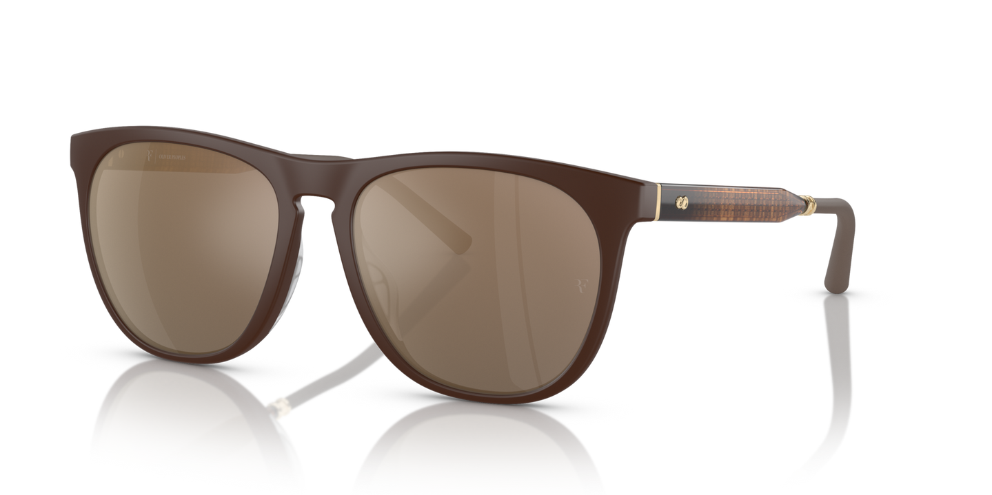 Oliver Peoples R-1 with Umber frame and Gold lenses - Image Metal Plaque