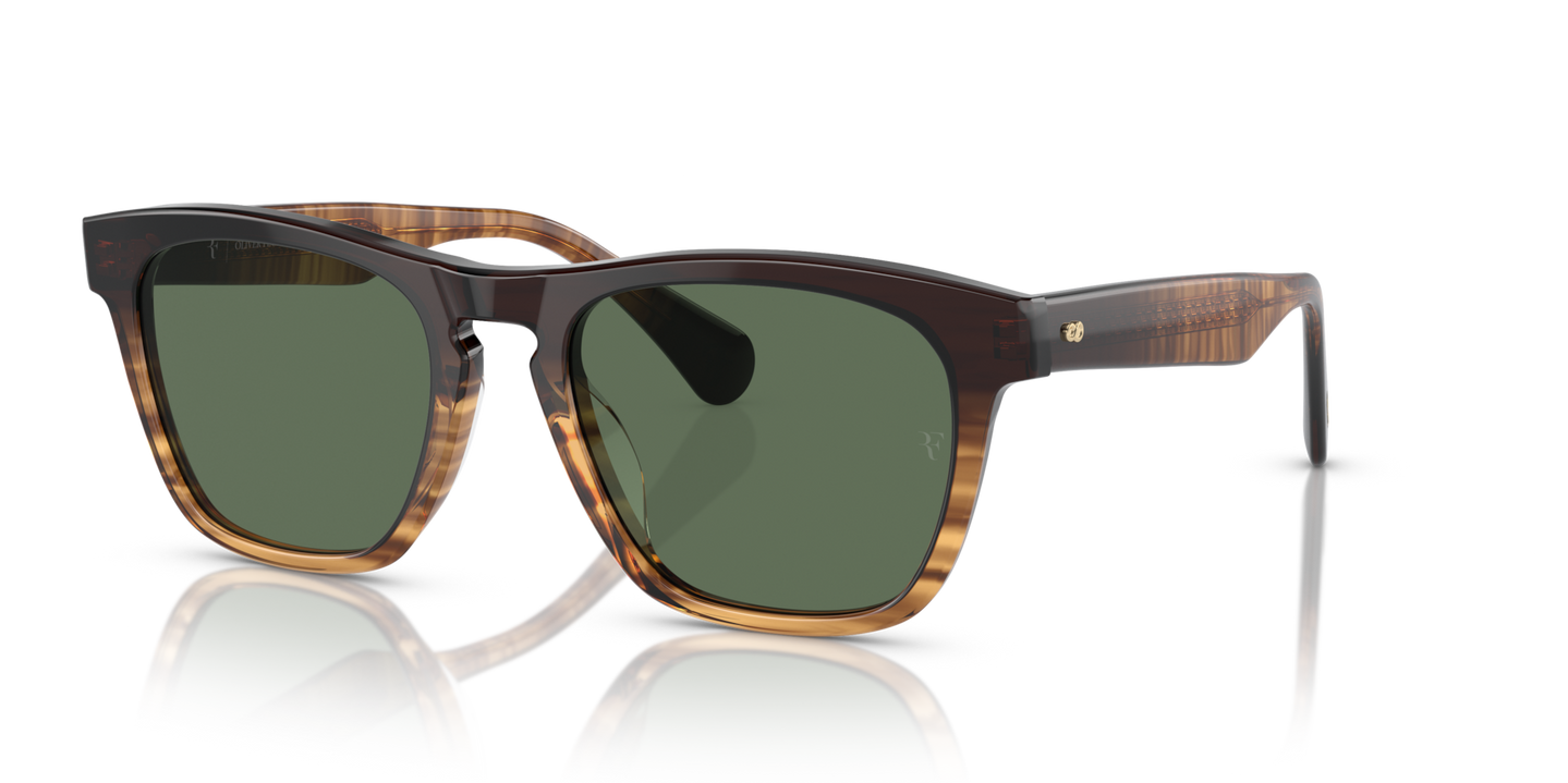 Oliver Peoples R-3 con montura Cortado y lentes Verde - Imagen Placa genuina