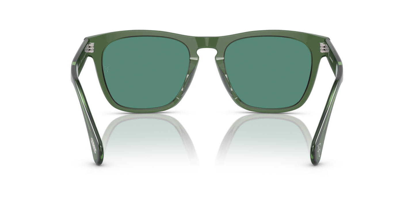Oliver Peoples R-3 avec une monture Ivraie et des verres Vert - Image Plaquettes de nez
