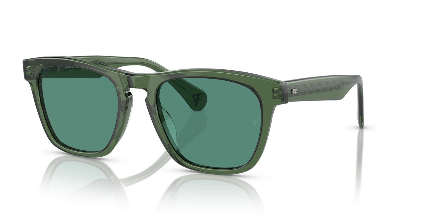 Oliver Peoples R-3 avec une monture Ivraie et des verres Vert - Image Plaque d'authentification