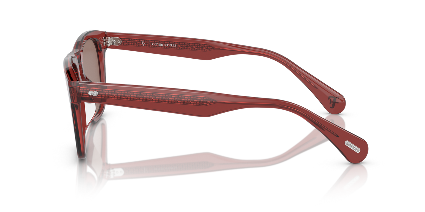 Oliver Peoples R-3 avec une monture Brique et des verres Brun - Image Filigrane personnalisé