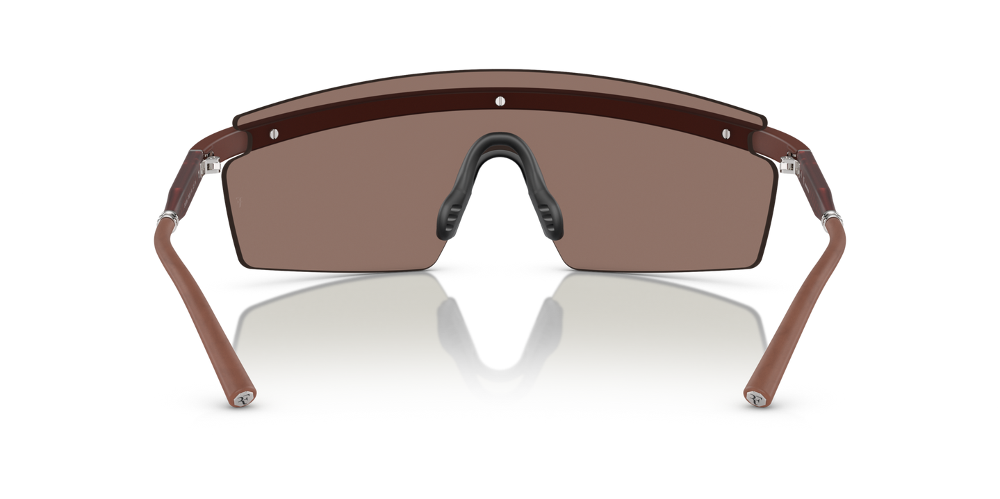 Oliver Peoples R-4 with Semi-Matte Brick frame and Brown lenses - Image Nosepads
