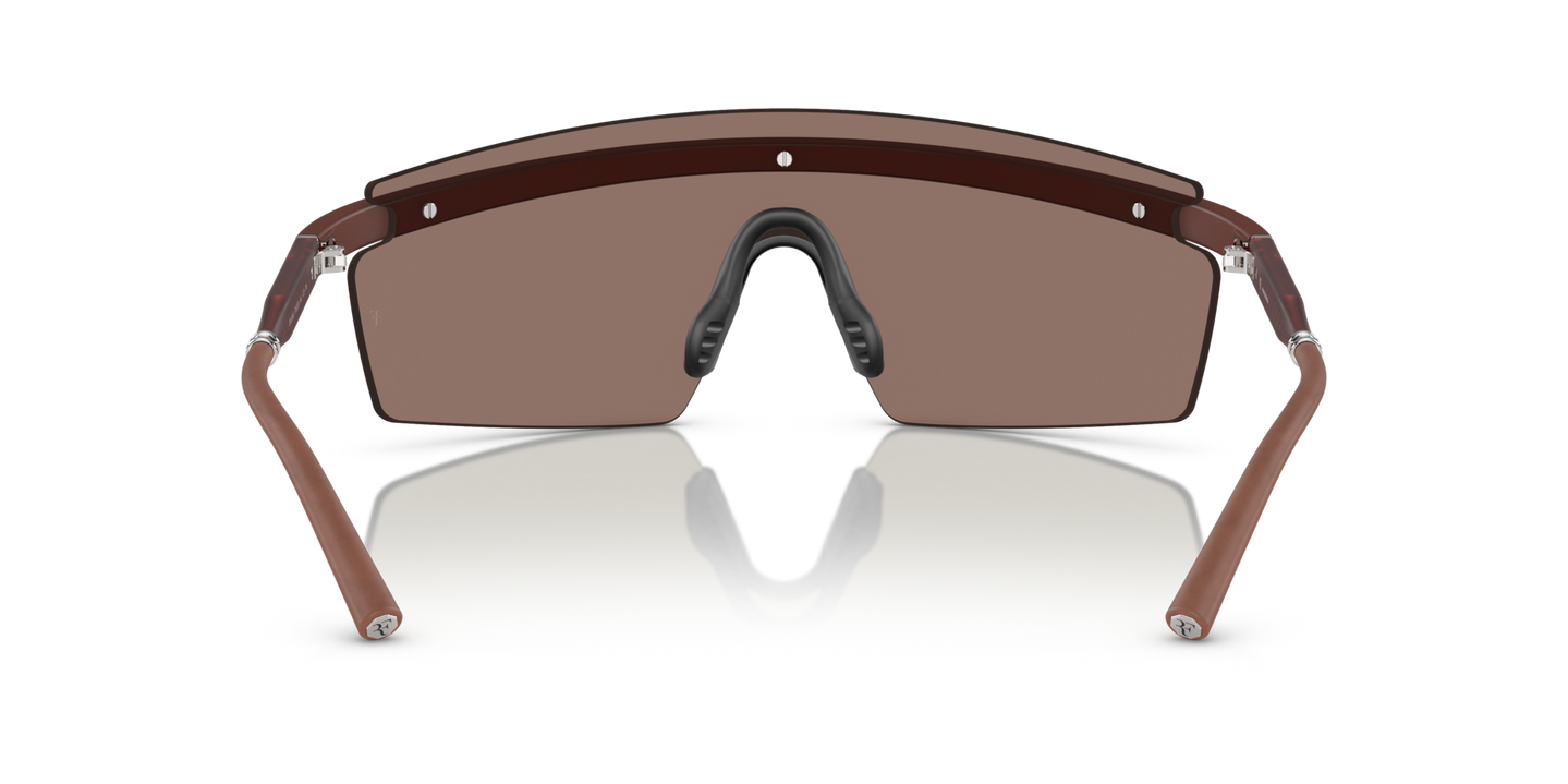 Oliver Peoples R-4 with Semi-Matte Brick frame and Brown lenses - Image Nosepads