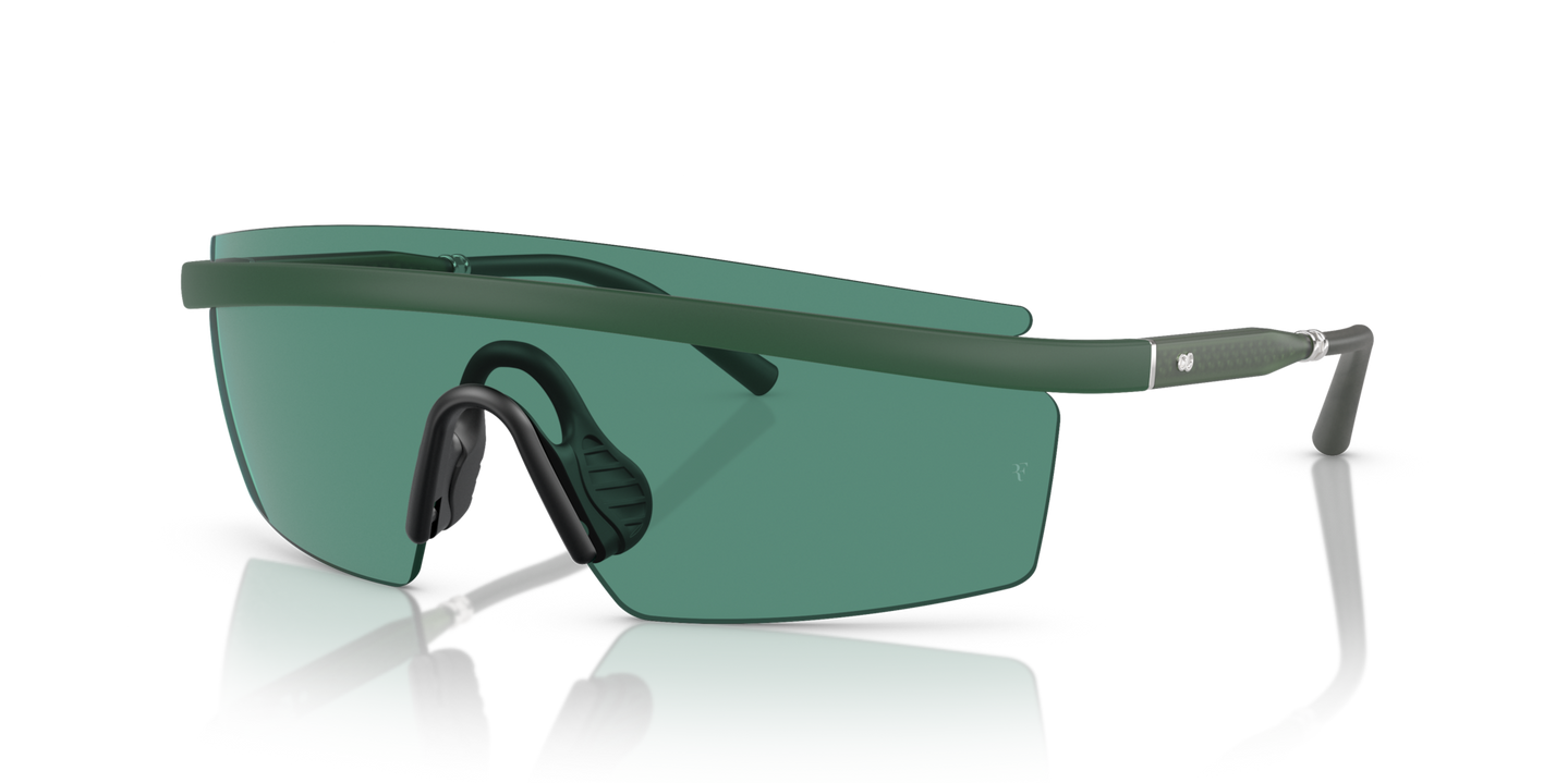 Oliver Peoples R-4 with Semi-Matte Ryegrass frame and Green lenses - Image Metal Plaque
