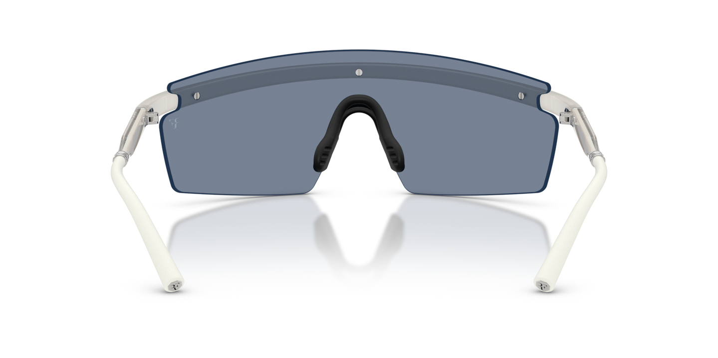 Oliver Peoples R-4 with Warm White frame and Blue lenses - Image Nosepads