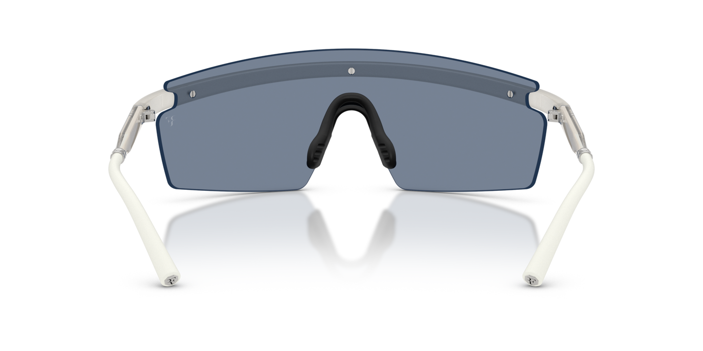 Oliver Peoples R-4 with Warm White frame and Blue lenses - Image Nosepads