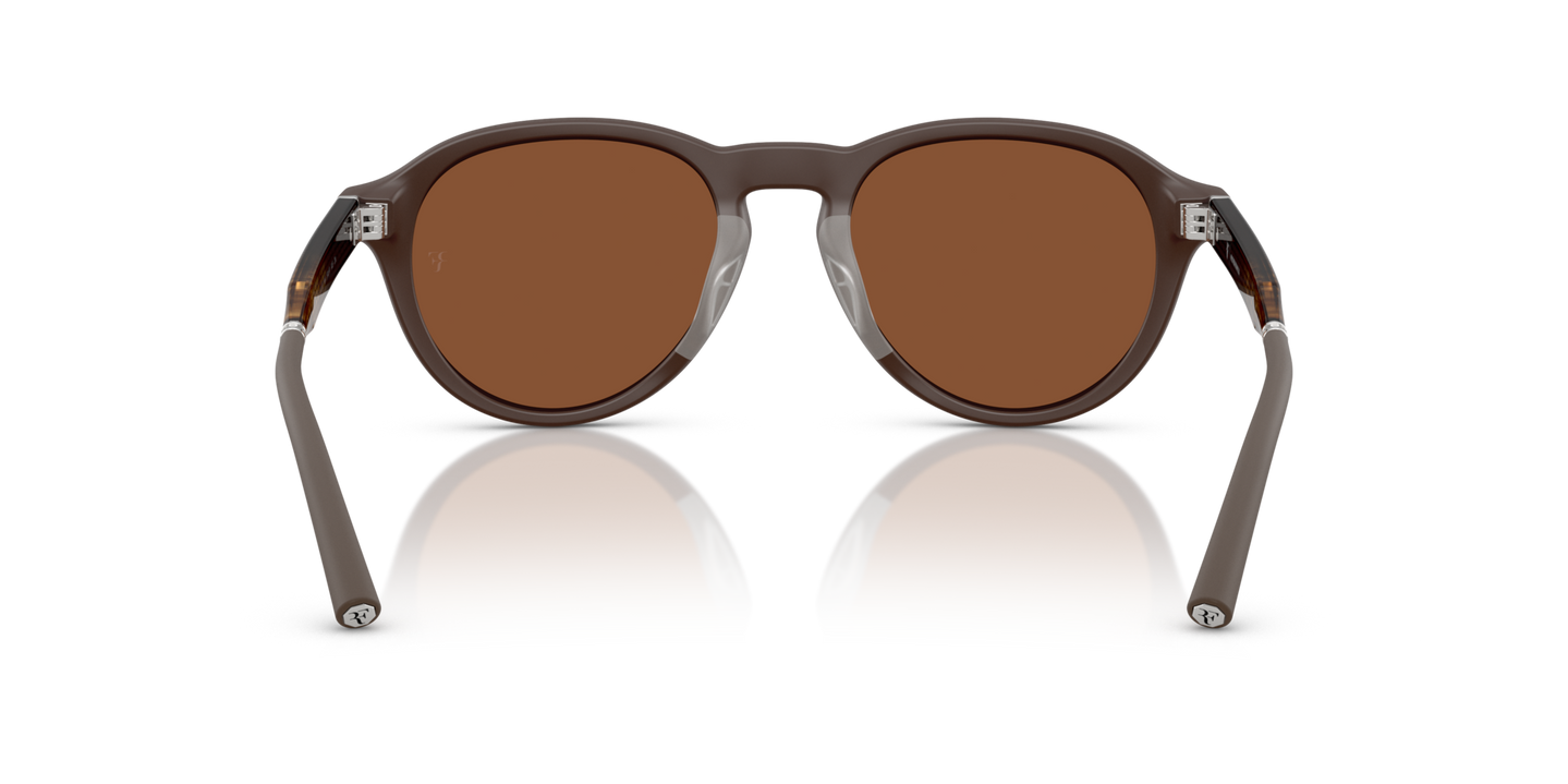 Oliver Peoples R-8 with Semi-Matte Umber frame and Orange lenses - Image Nosepads