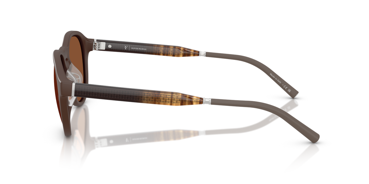 Oliver Peoples R-8 con montura Sombra semimate y lentes Naranja - Imagen Varilla de acetato