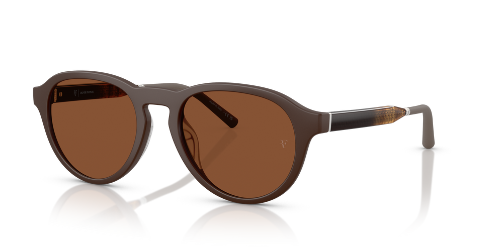 Sie Oliver Peoples R-8 mit Semi-Matte Umber Gestell und Orange Gläsern - Bild 3