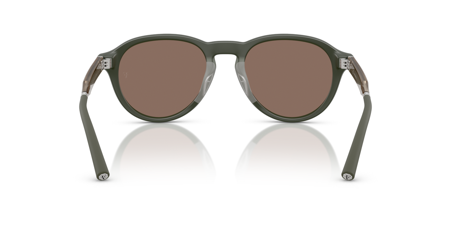 Oliver Peoples R-8 with Semi-Matte Green Smoke frame and Brown lenses - Image Nosepads