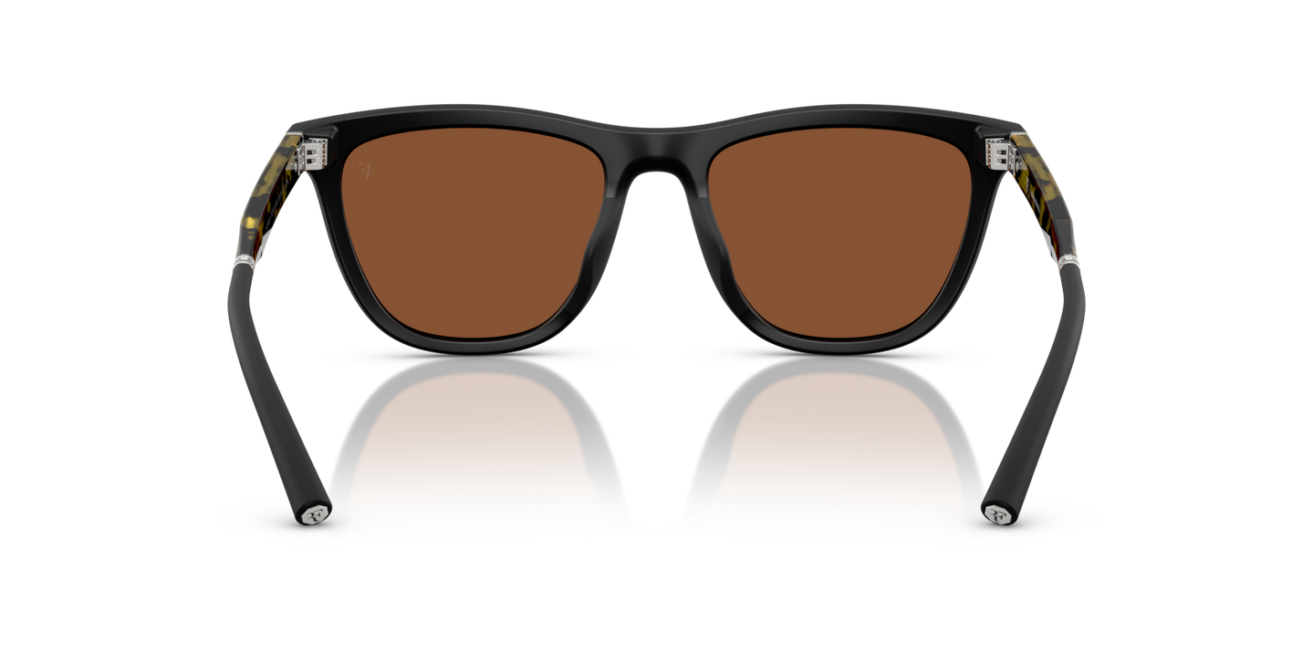 Oliver Peoples R-9 with Semi-Matte Black frame and Orange lenses - Image Nosepads