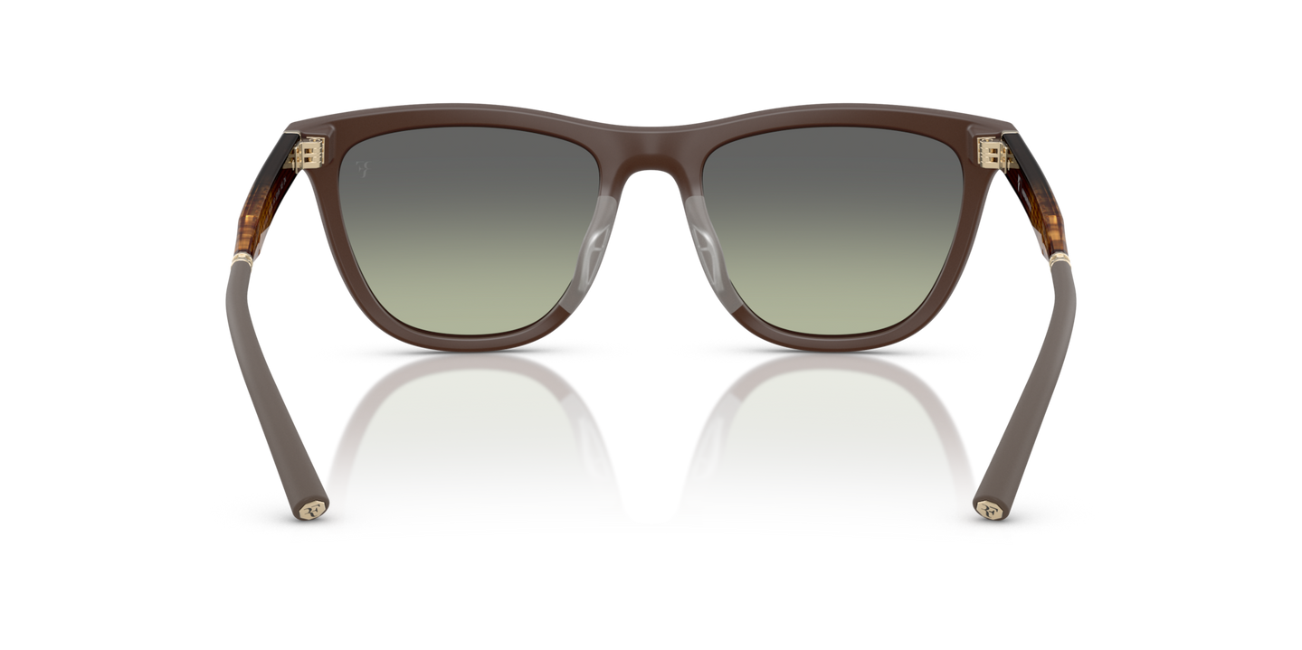 Oliver Peoples R-9 with Semi-Matte Umber frame and Green lenses - Image Nosepads