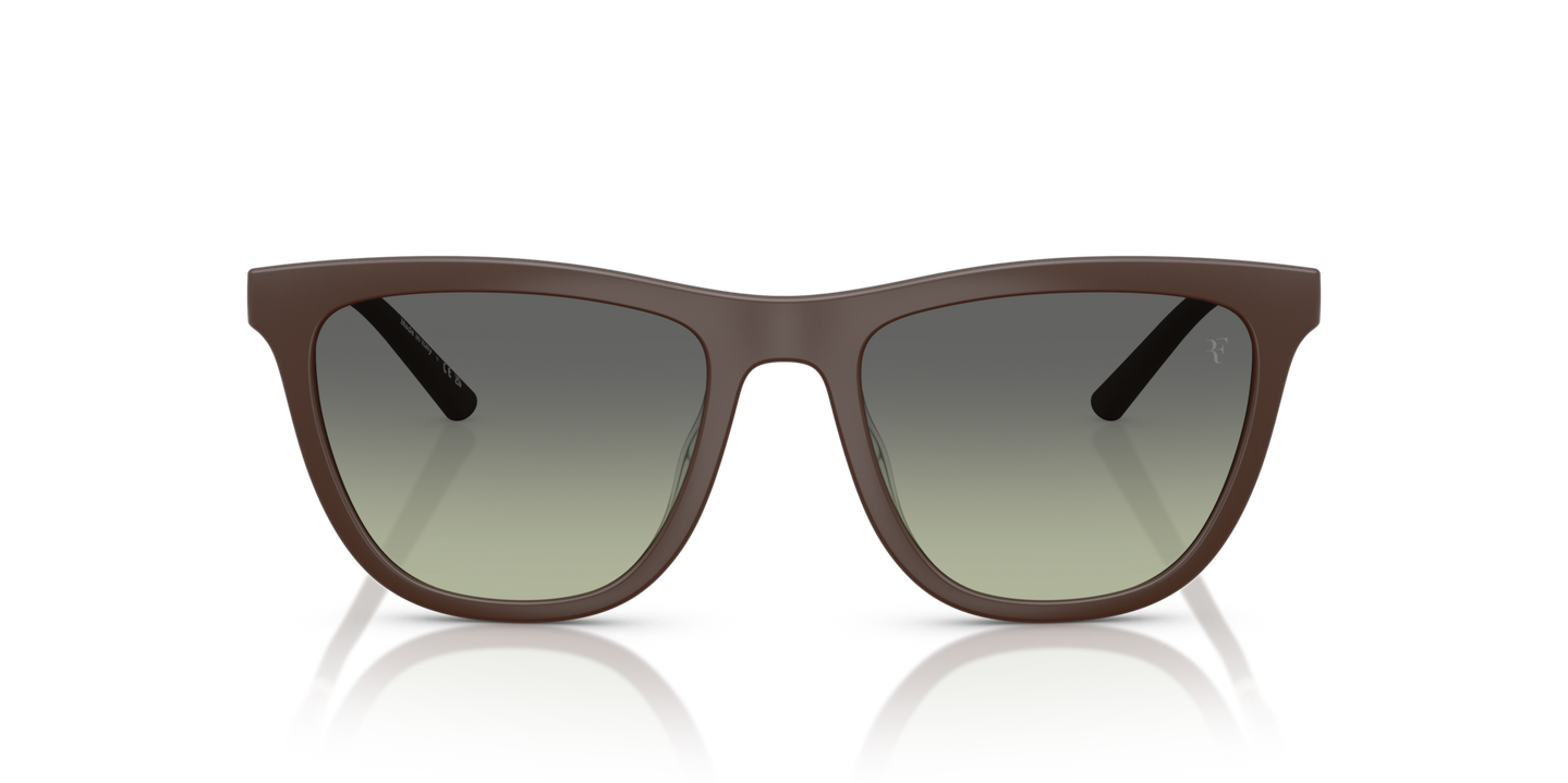 Oliver Peoples R-9 with Semi-Matte Umber frame and Green lenses - Image Premium Material