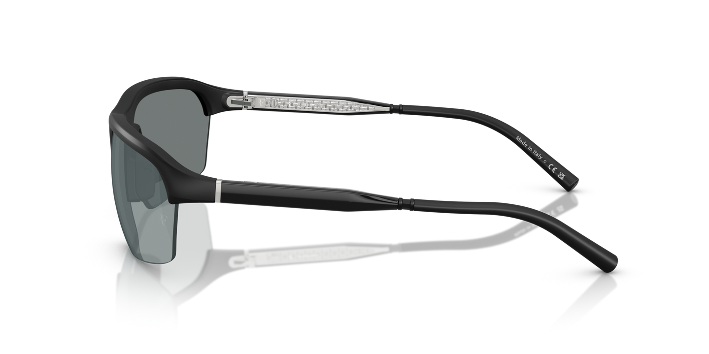 Oliver Peoples R-6 with Semi-Matte Black frame and Brown lenses - Image Acetate Temple