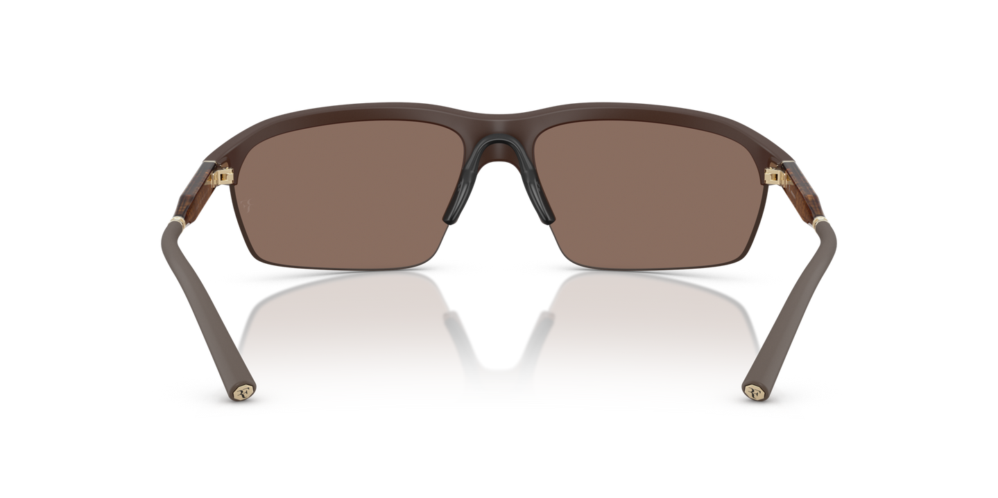 Oliver Peoples R-6 with Semi-Matte Umber frame and Brown lenses - Image Nosepads