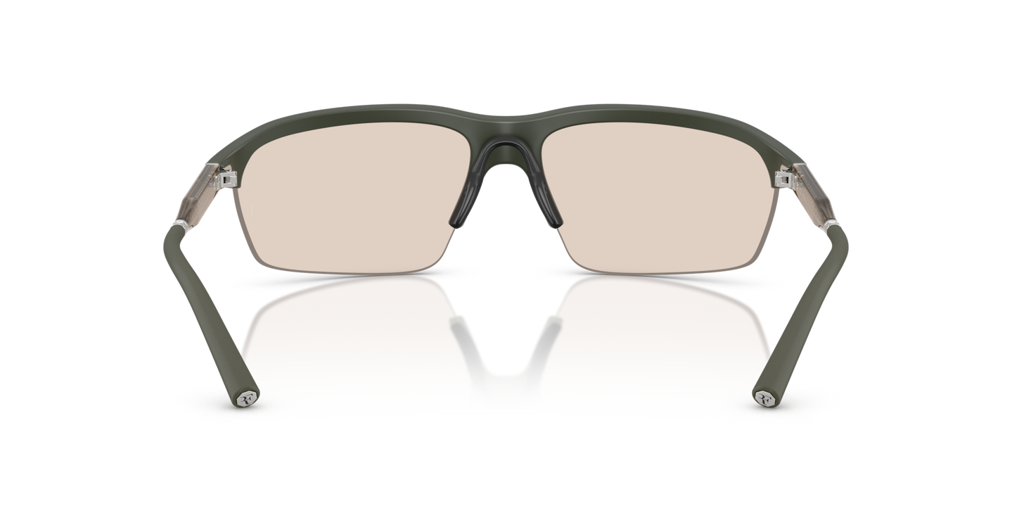Oliver Peoples R-6 with Semi-Matte Green Smoke frame and Brown lenses - Image Nosepads