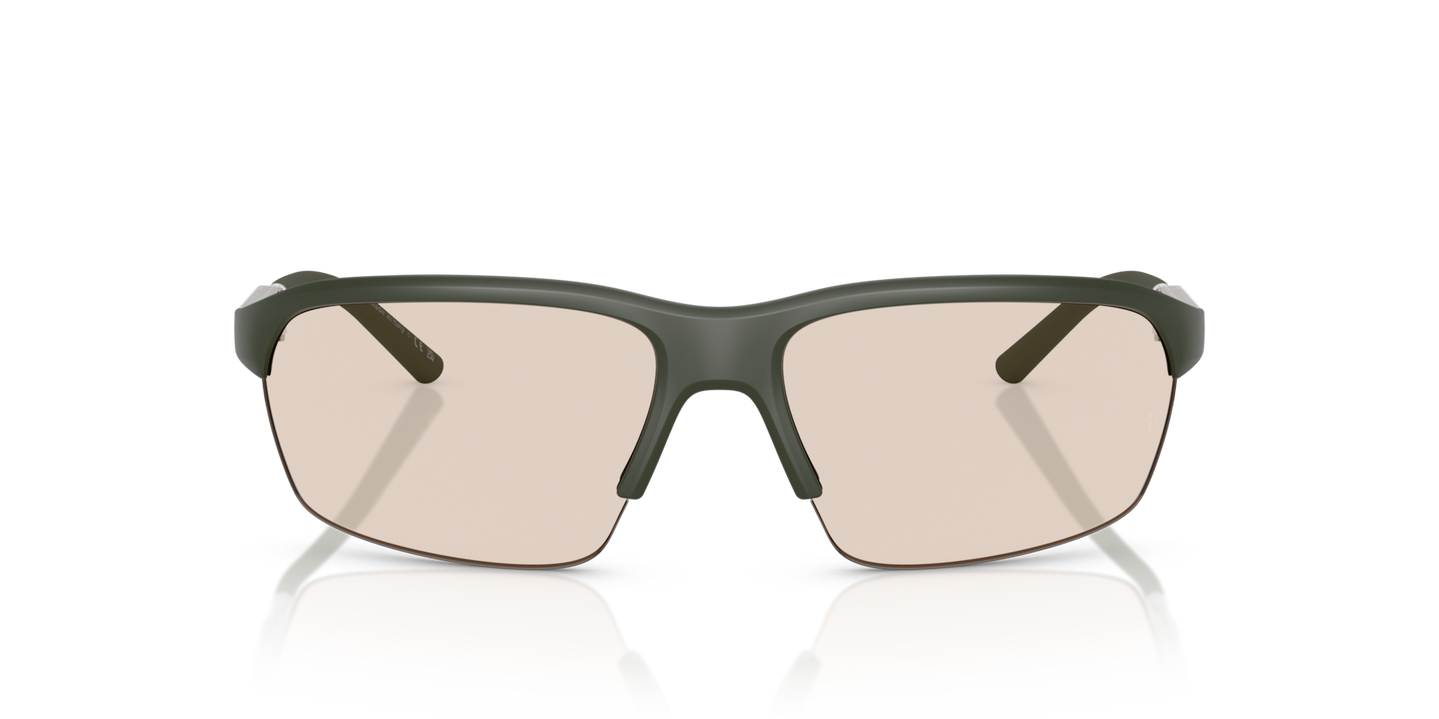 Oliver Peoples R-6 with Semi-Matte Green Smoke frame and Brown lenses - Image Premium Material