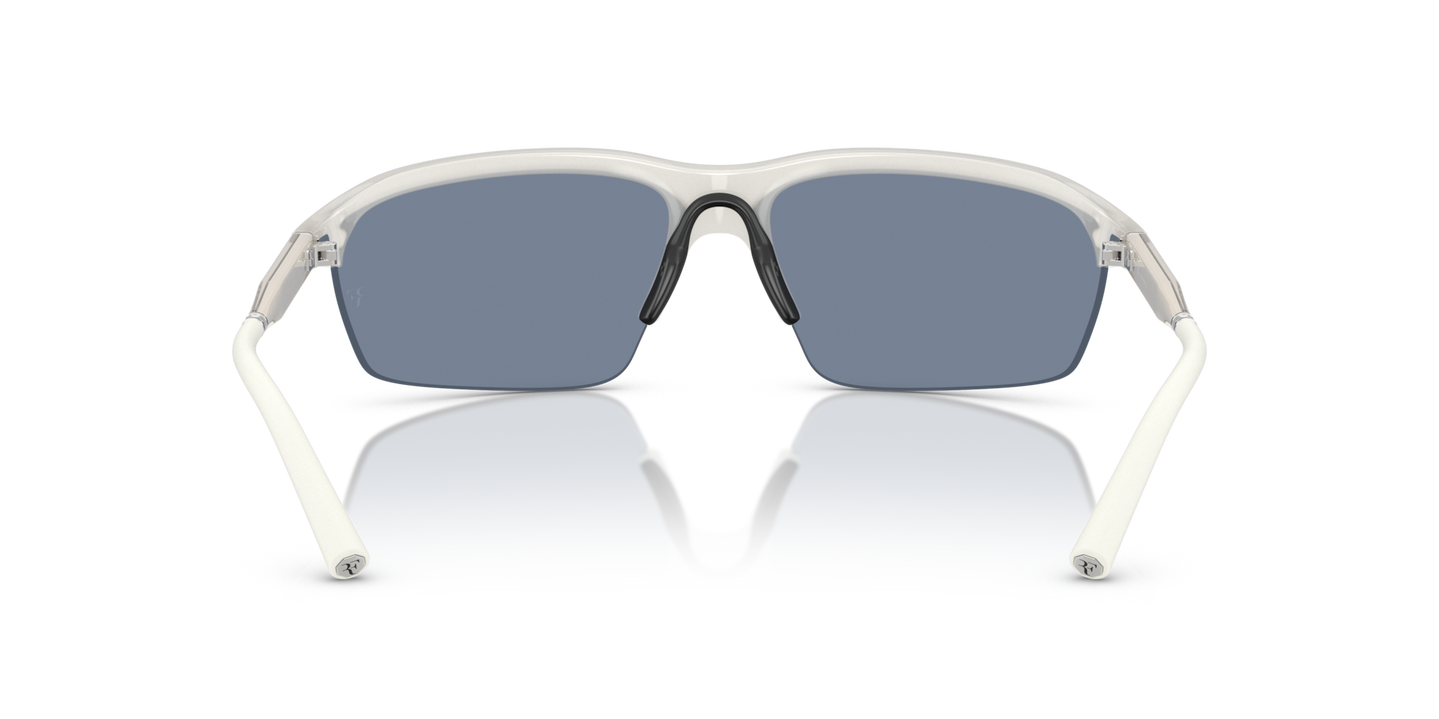Oliver Peoples R-6 with Warm White frame and Blue lenses - Image Nosepads