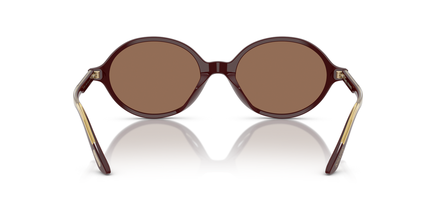 Sie Oliver Peoples 2000C mit Burgunderrot Gestell und Braun Gläsern - Bild Stegplättchen