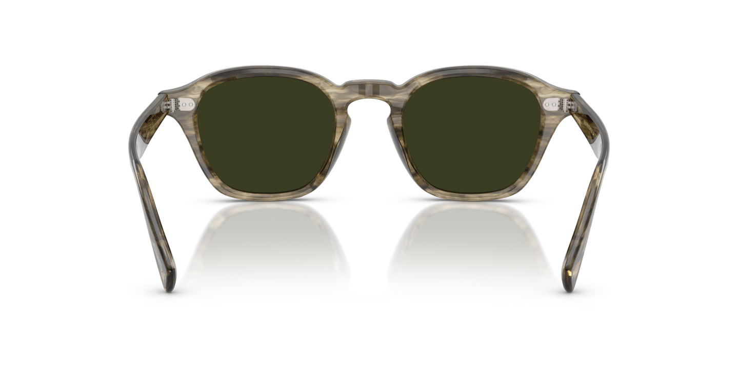 Oliver Peoples Eyles with Soft Olive Bark frame and Green lenses - Image Nosepads