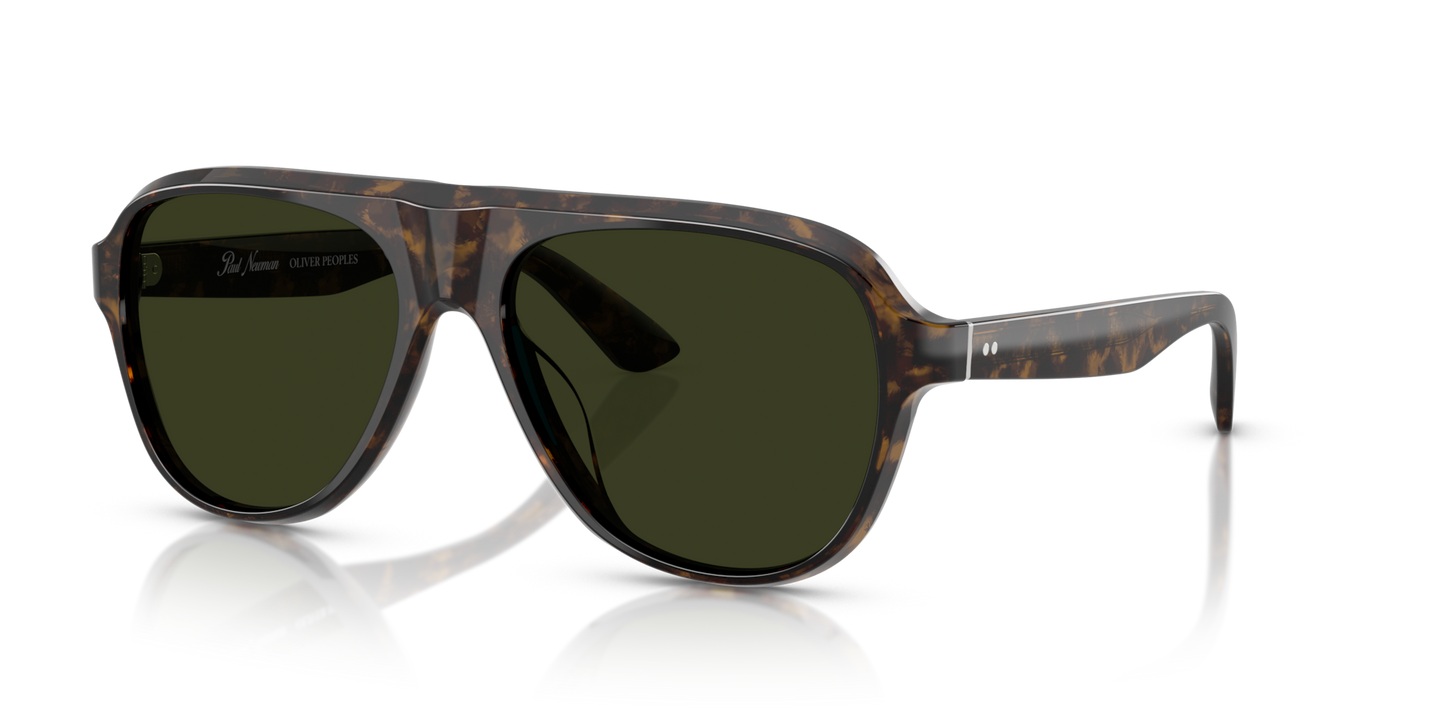Oliver Peoples Paul Newman Sun with Walnut Tortoise frame and Green lenses - Image Pins