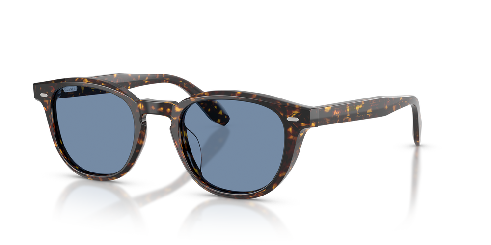 Oliver Peoples N.09 Sun with Atago Tortoise frame and Sky Blue