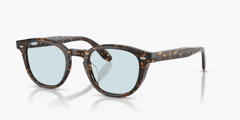Oliver Peoples N.09 Sun with Atago Tortoise frame and Sky Blue