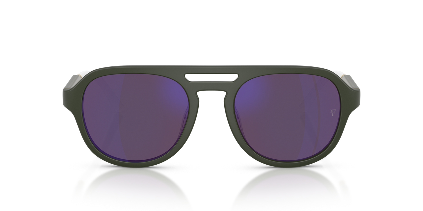 Oliver Peoples R-13 con montura Verde humo semimate y lentes Violeta - Imagen Material de primera