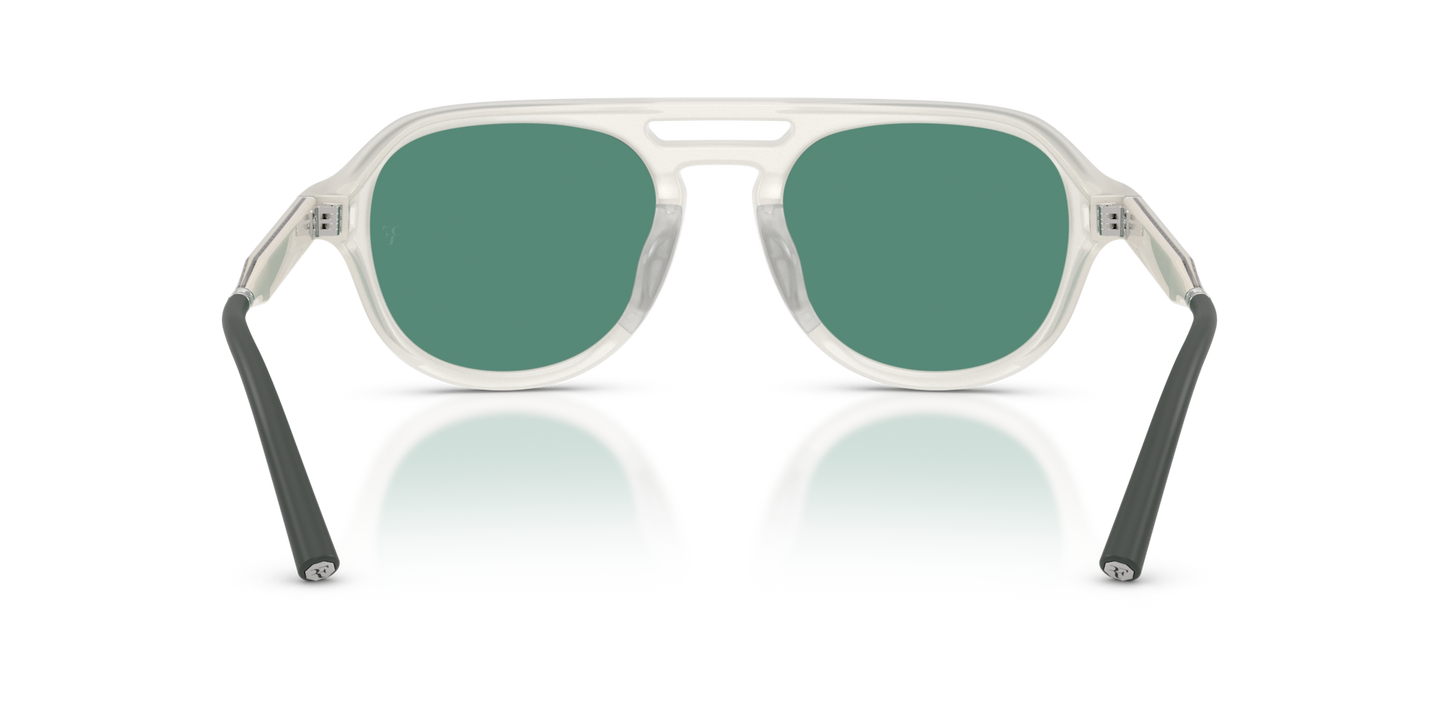 Oliver Peoples R-13 with Warm White frame and Green lenses - Image Nosepads