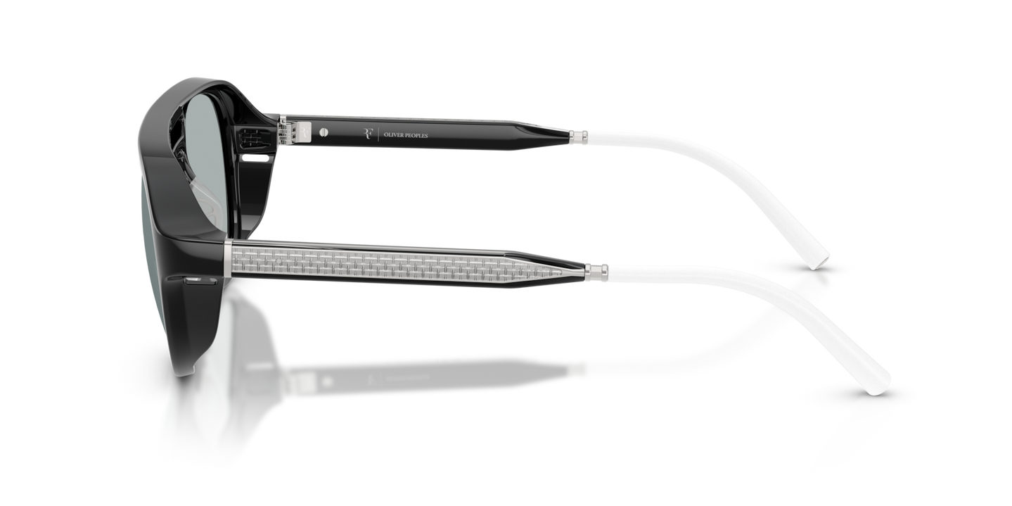 Oliver Peoples R-13 with Black frame and Brown lenses - Image Acetate Temple