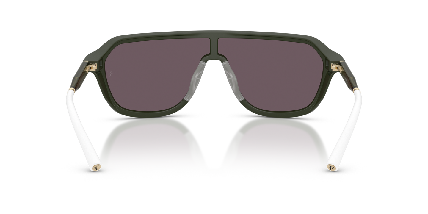 Oliver Peoples R-12 with Semi-Matte Green Smoke frame and Violet lenses - Image Nosepads