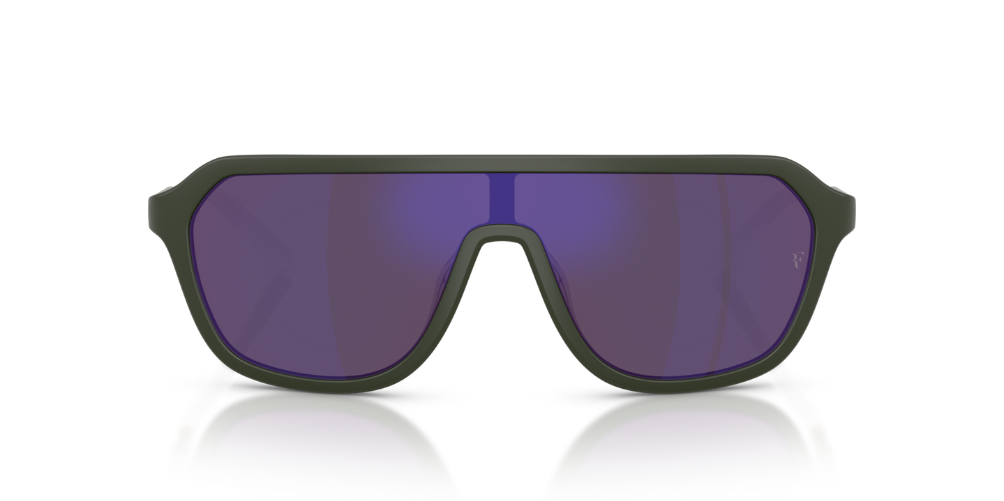 Oliver Peoples R-12 with Semi-Matte Green Smoke frame and Violet lenses - Image Premium Material