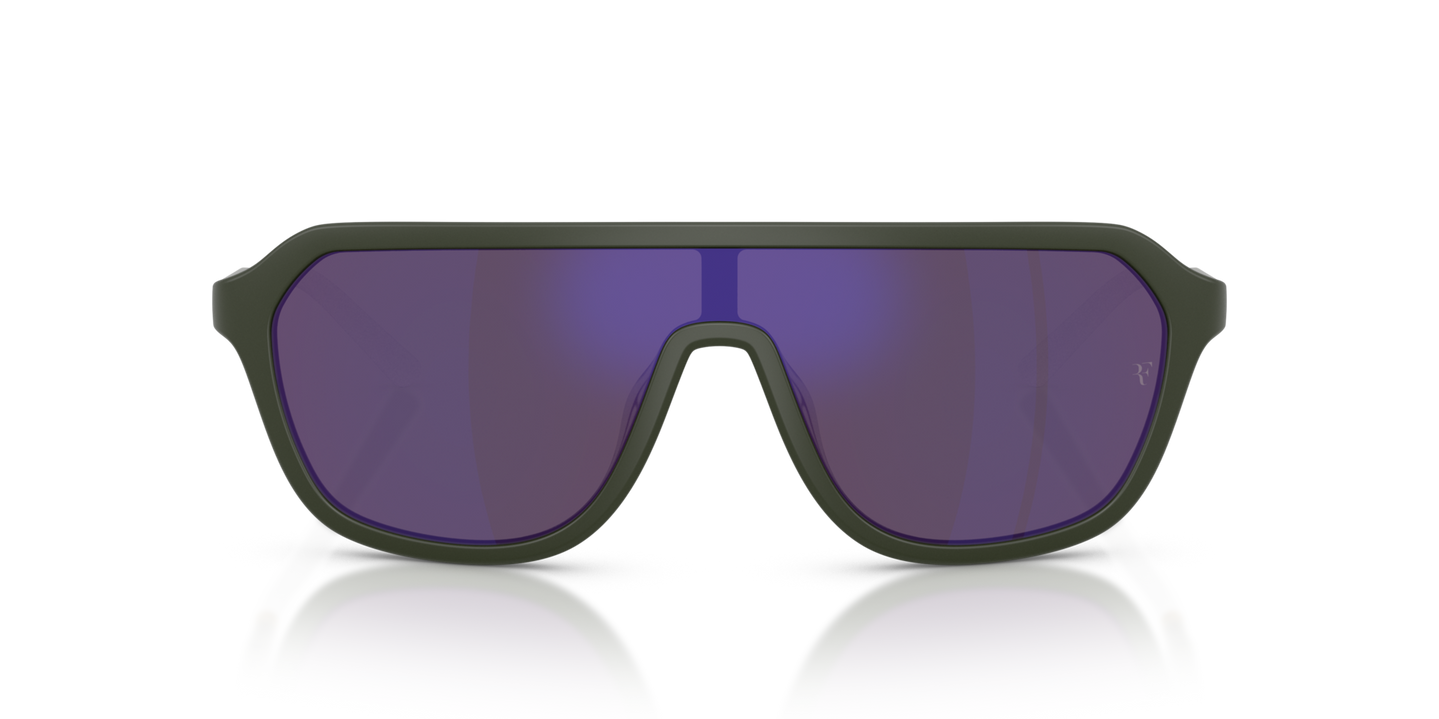 Oliver Peoples R-12 con montatura Verde Fumé Semi-Opaco e lenti  Viola - Immagine Materiali premium