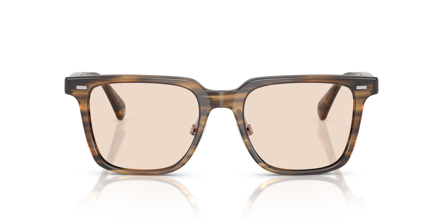 Oliver Peoples Mr. Federer II with Olive Smoke frame and Brown lenses - Image Roger Federer Lens Logo