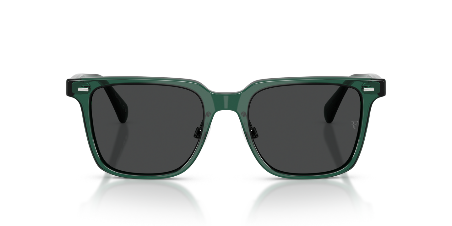 Sie Oliver Peoples Mr. Federer II mit Translucent Dark Teal Gestell und Grau Gläsern - Bild Performance-Gläser