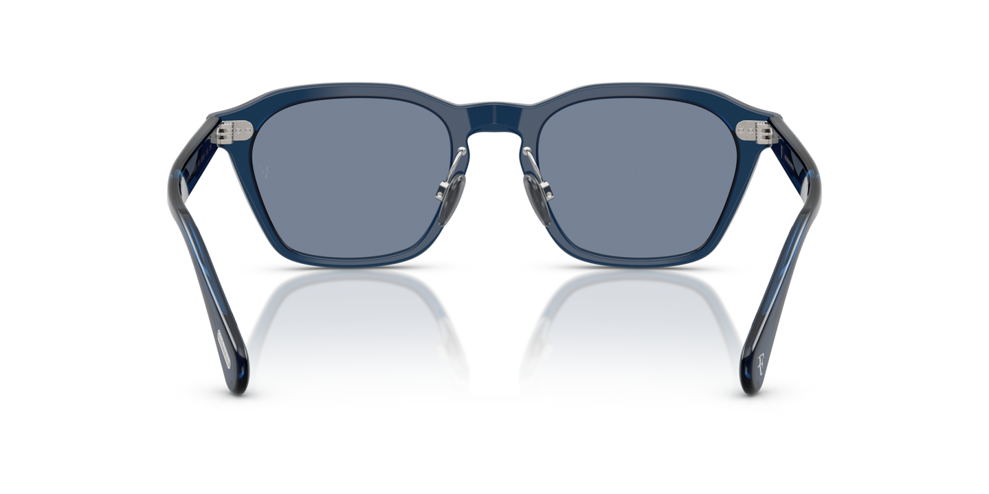 Oliver Peoples R-11 with Ash Blue frame and Blue lenses - Image Nosepads