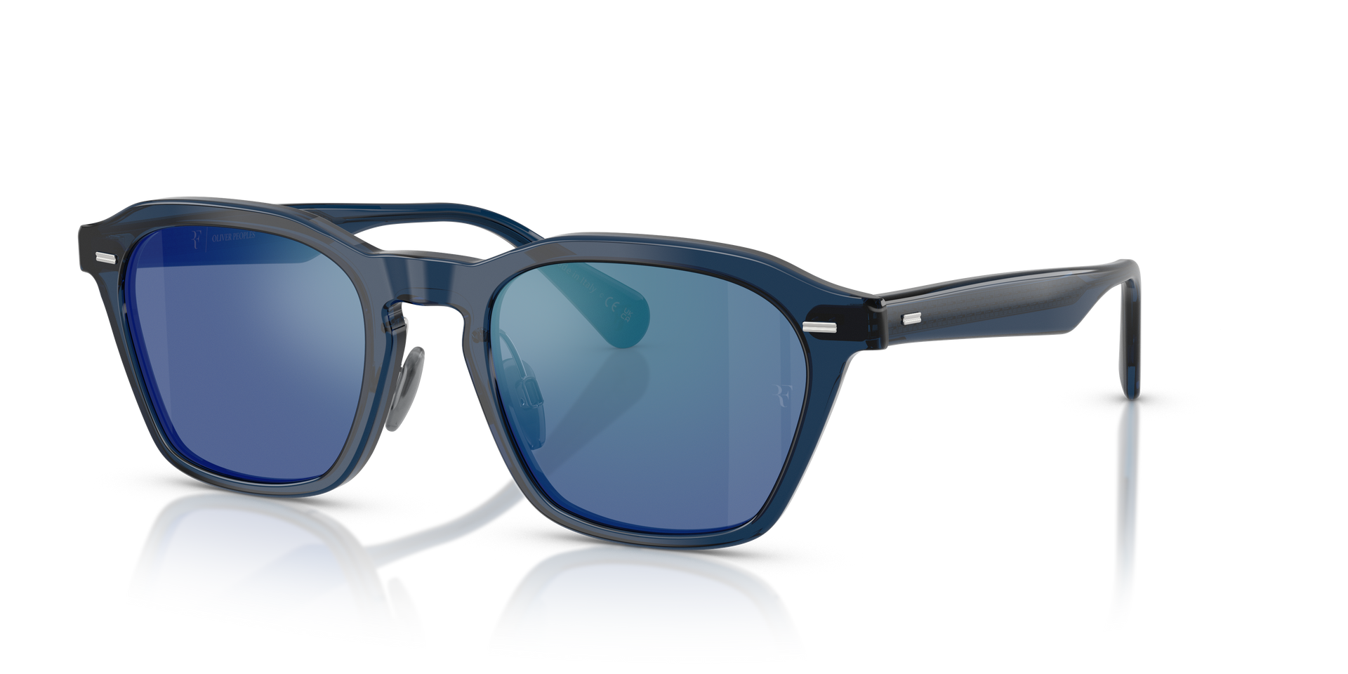 Oliver Peoples R-11 with Ash Blue frame and Marine Flash Mirror