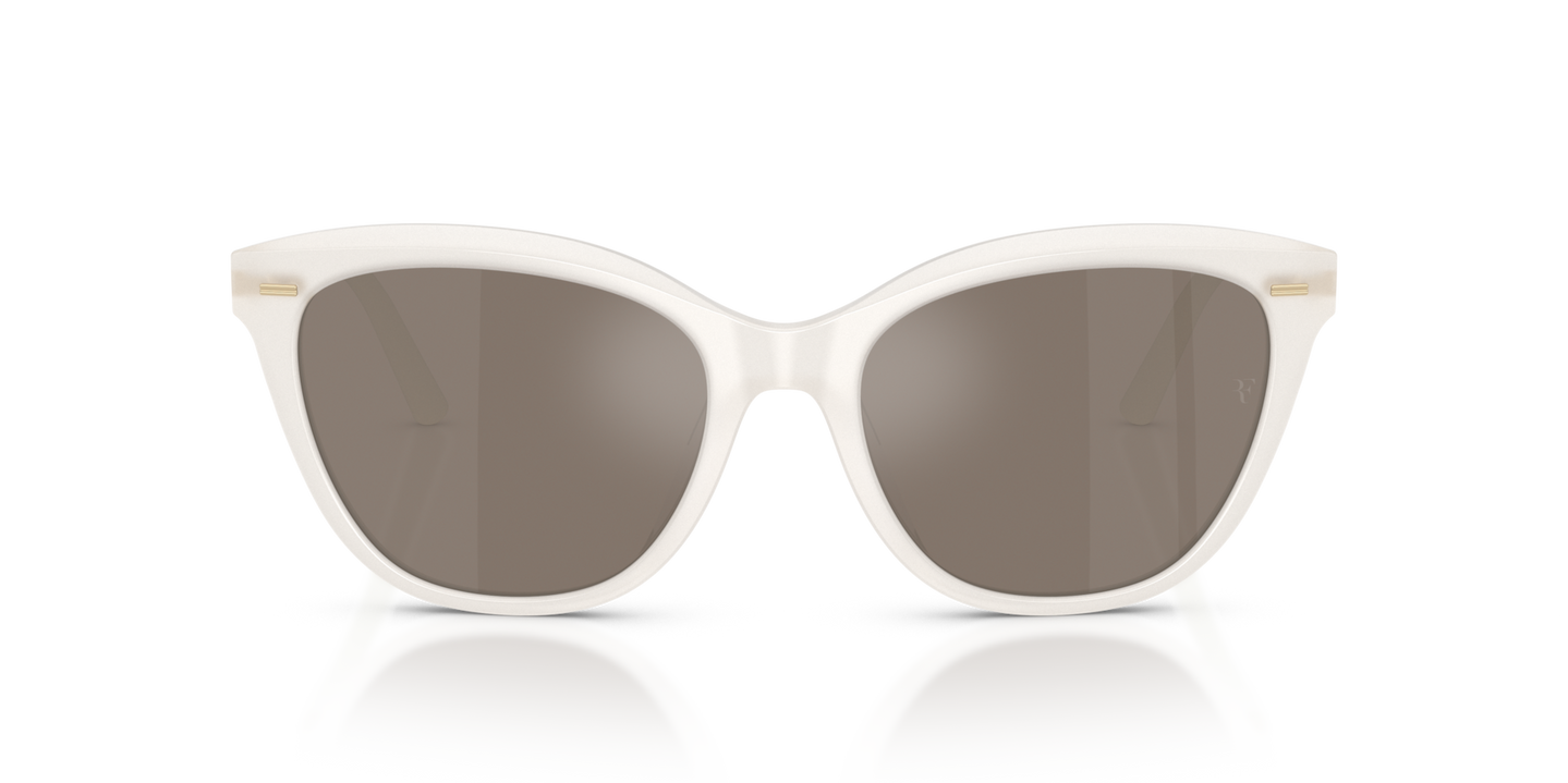 Sie Oliver Peoples Mrs. Federer mit Weiß warm Gestell und Braun Gläsern - Bild Bügel