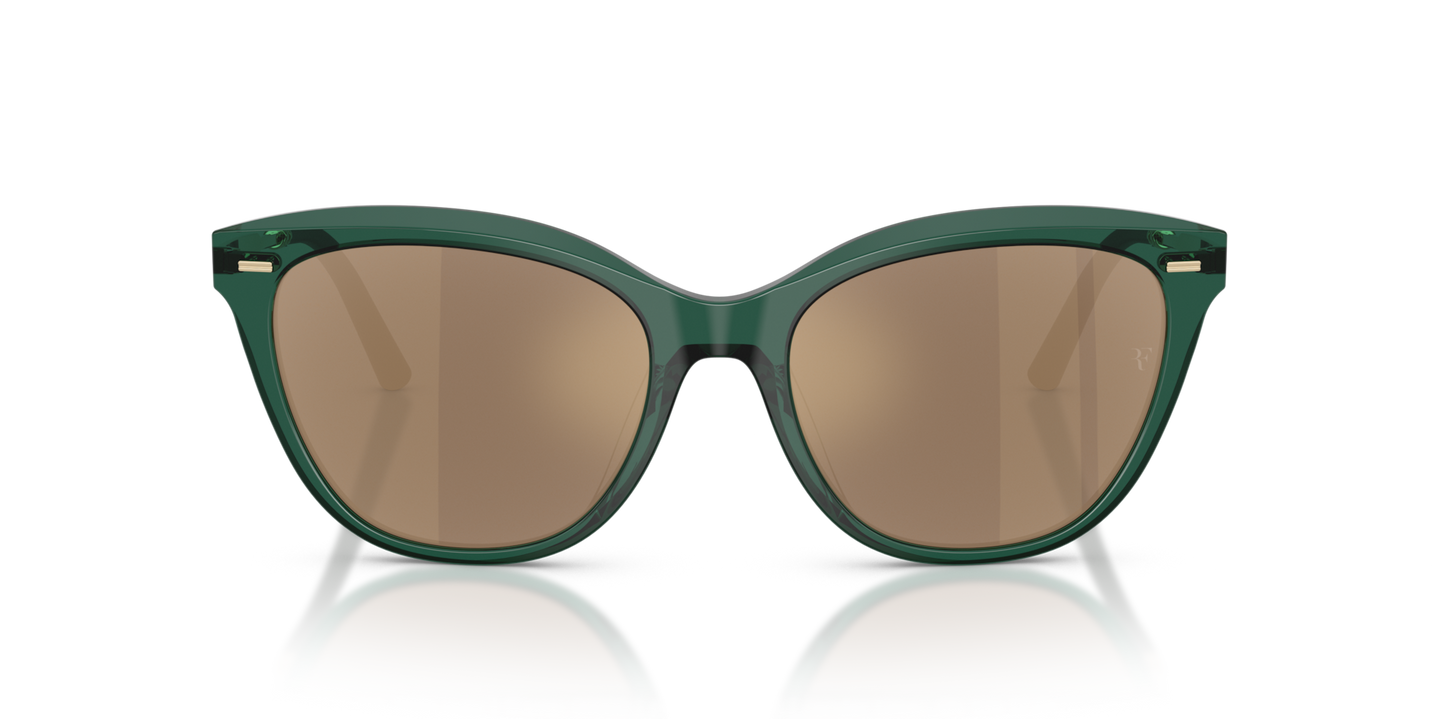 Oliver Peoples Mrs. Federer、Translucent Dark Tealフレーム、ゴールドレンズ - 画像 テンプル