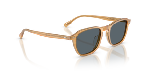 Sie Oliver Peoples Emryn mit Semi-Matte Goldwood Gestell und Blau Gläsern - Das Bild 3